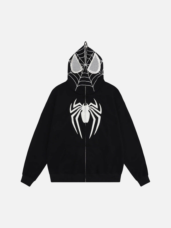 TALISHKO - Spider Web Embroidery Eye Viewable Hoodie-streetwear fashion, outfit ideas - talishko.com