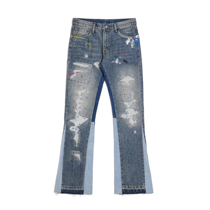 TALISHKO - Splashing Ink Patchwork Jeans, streetwear fashion, talishko.com