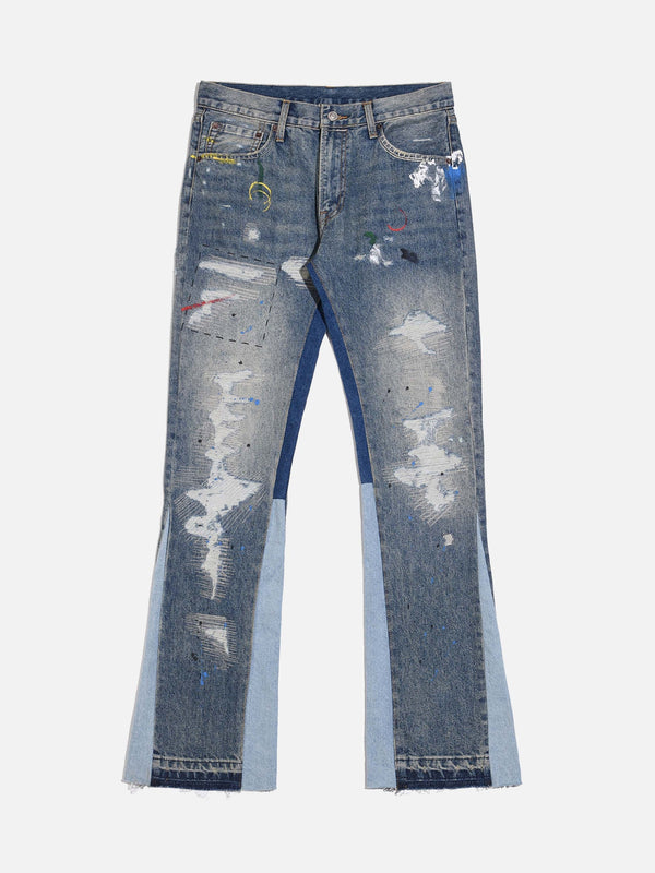 TALISHKO - Splashing Ink Patchwork Jeans, streetwear fashion, talishko.com