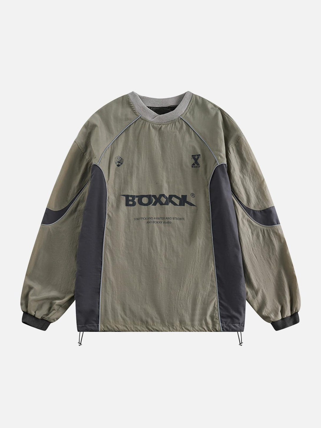 Front view of a TALISHKO green sporty outdoor long-sleeve T-shirt, featuring dark panel accents.