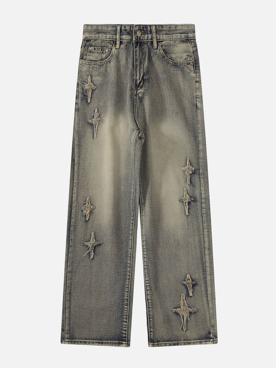 TALISHKO - Star Embroidered Washed Jeans, streetwear fashion, talishko.com