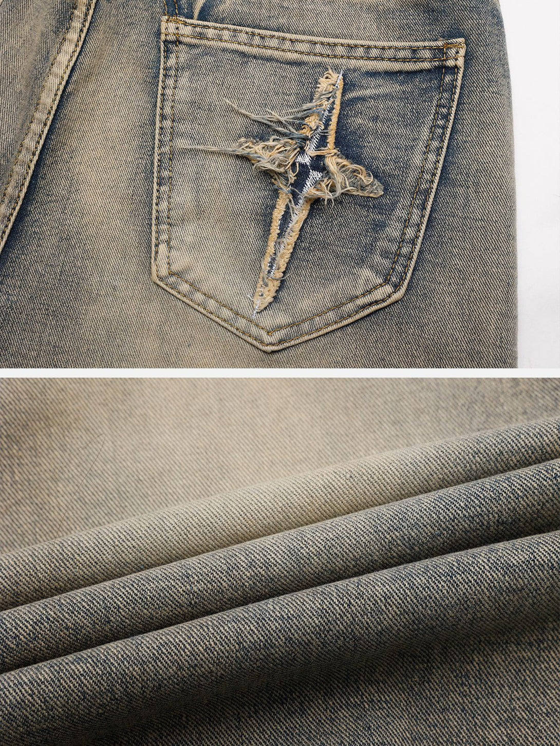 TALISHKO - Star Embroidered Washed Jeans, streetwear fashion, talishko.com