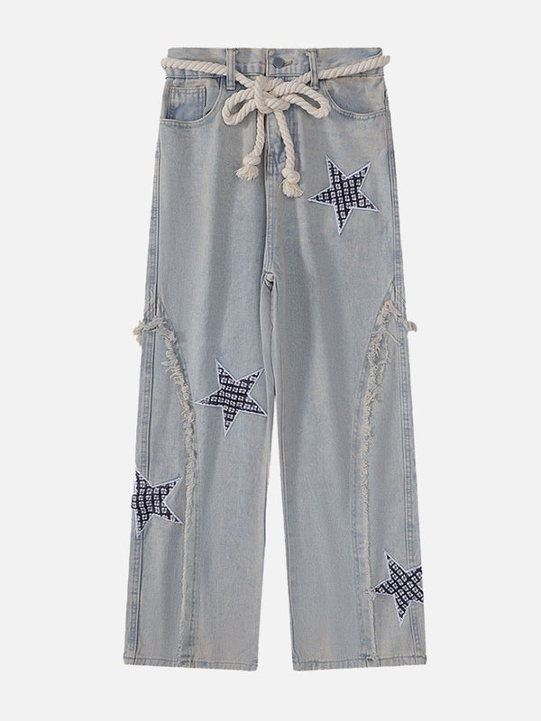 TALISHKO - Star Embroidery Jeans, streetwear fashion, talishko.com