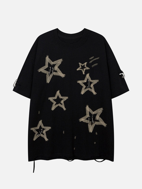 TALISHKO - Star Graffiti Distressed Tee- streetwear fashion - talishko.com