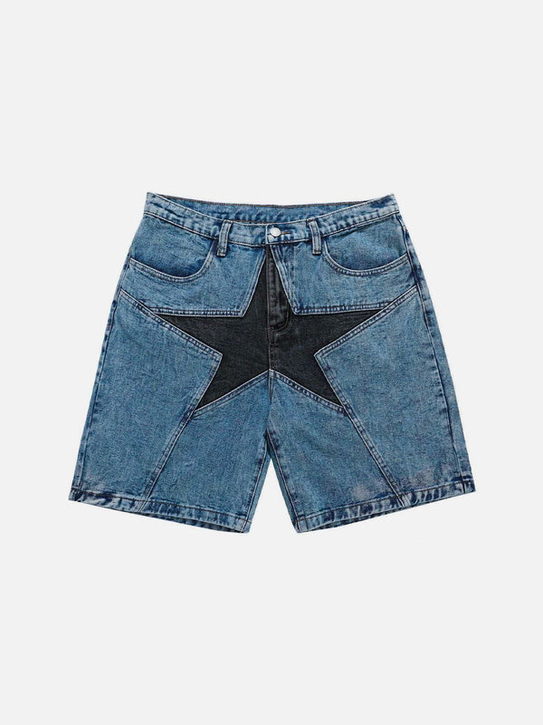 TALISHKO - Star Patchwork Jorts - streetwear fashion, outfit ideas - talishko.com