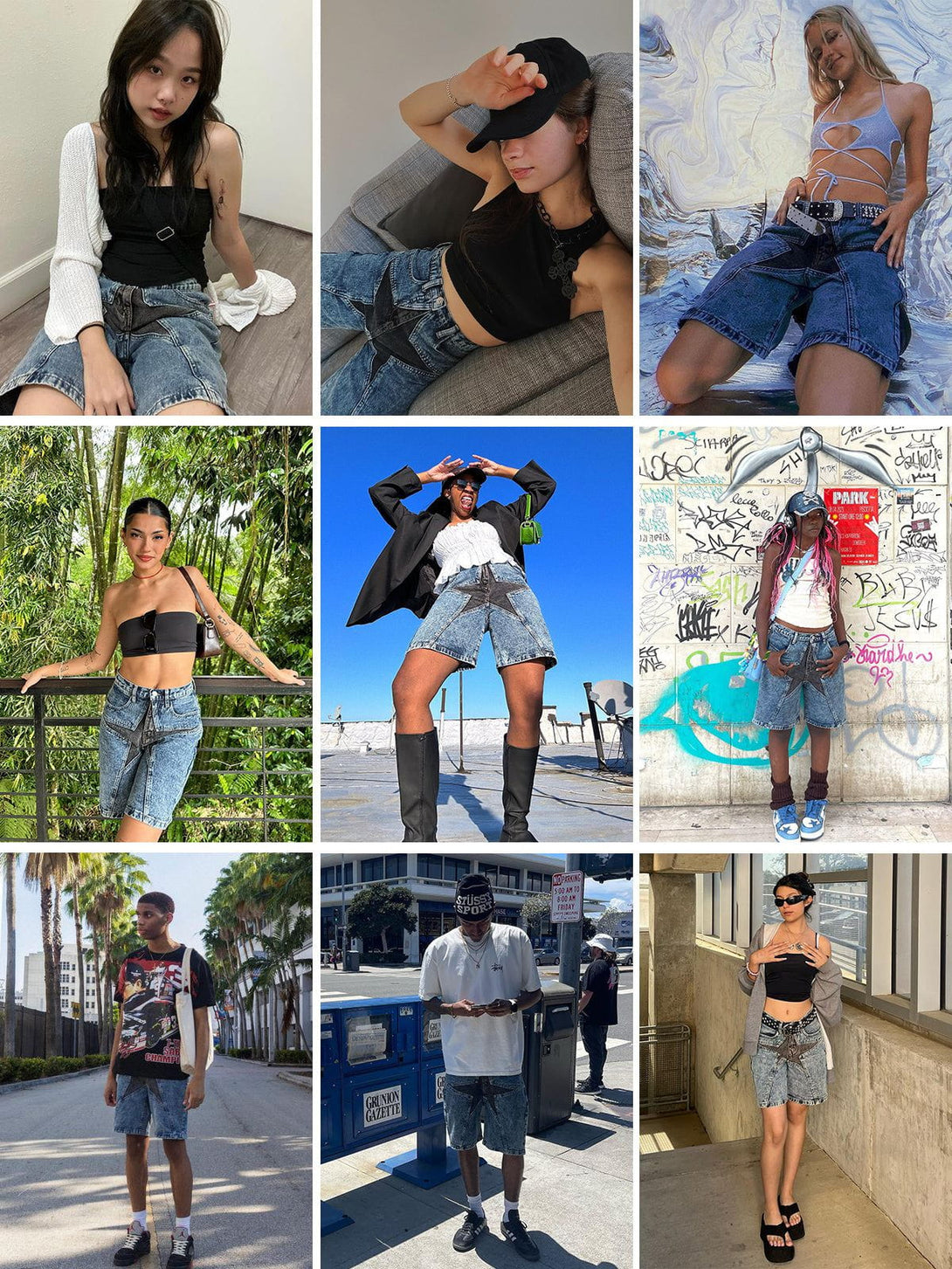 TALISHKO - Star Patchwork Jorts - streetwear fashion, outfit ideas - talishko.com