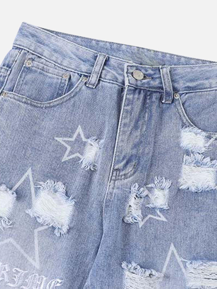 TALISHKO - Star Print Ripped Jeans, streetwear fashion, talishko.com