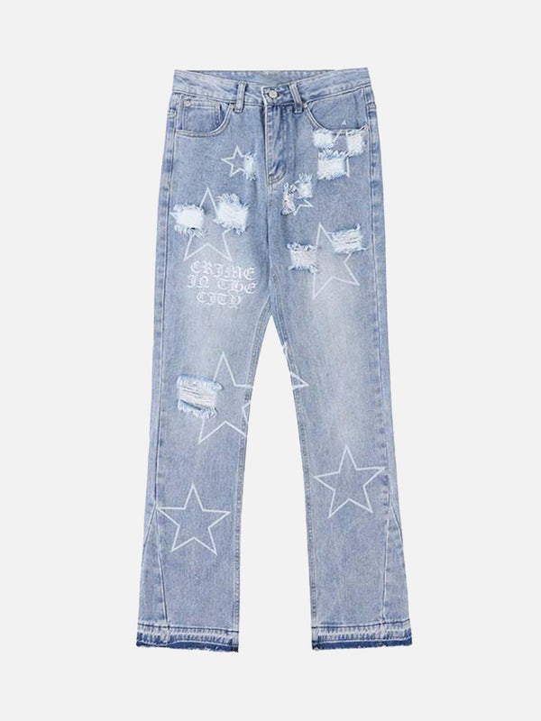 TALISHKO - Star Print Ripped Jeans, streetwear fashion, talishko.com