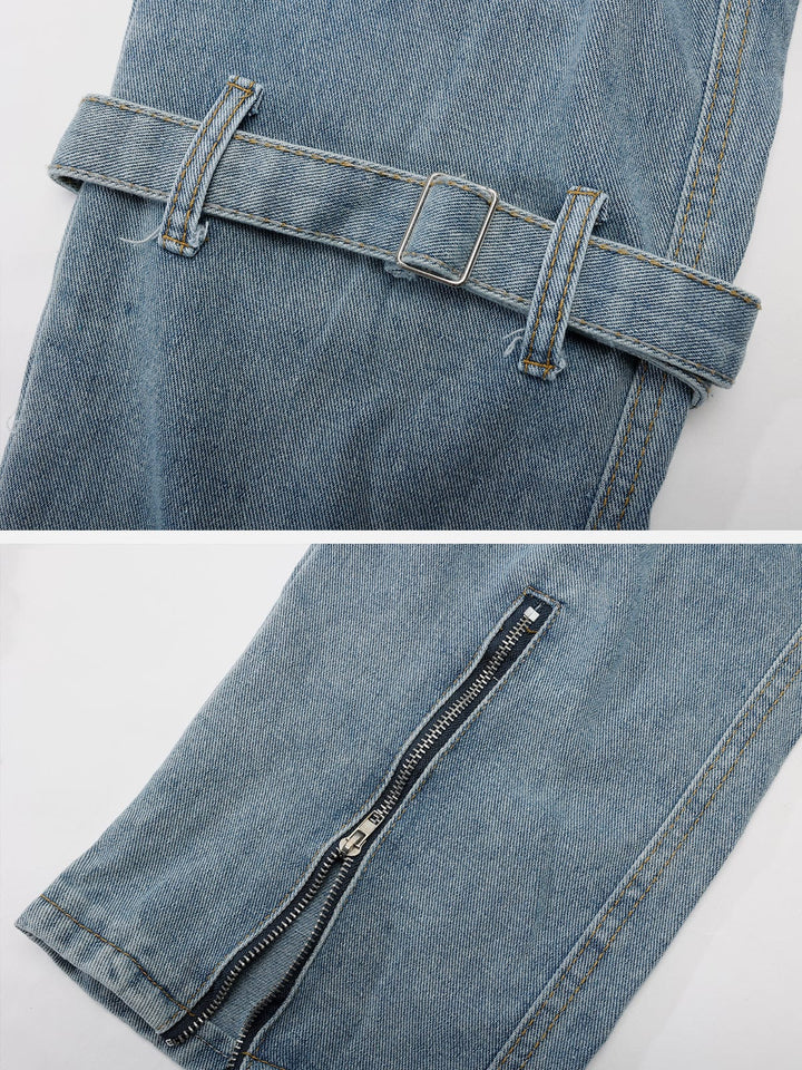 TALISHKO - Straight Wide Leg Split Zipper jeans - streetwear fashion - talishko.com