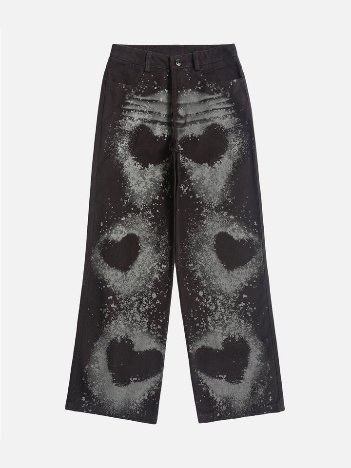 TALISHKO - Street Fashion Love Print Art Design Straight Jeans, streetwear fashion, talishko.com