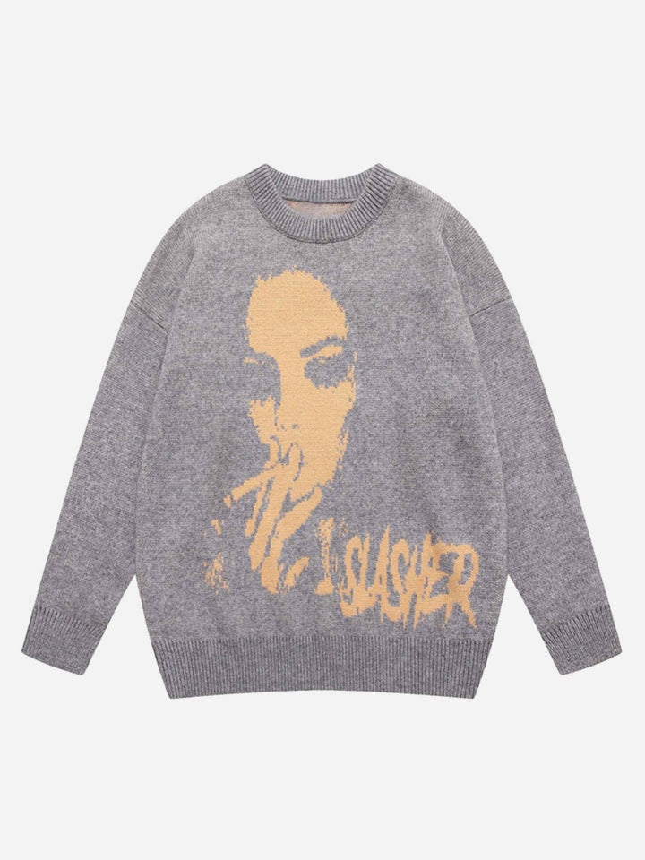 TALISHKO - Street Vintage Character Knit Sweater - streetwear fashion - talishko.com