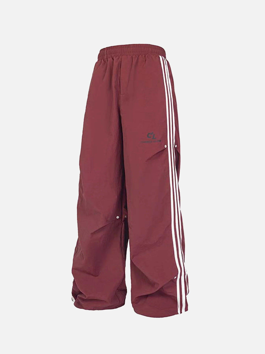 TALISHKO red striped sweatpants, front view, offering a relaxed and stylish vibe.