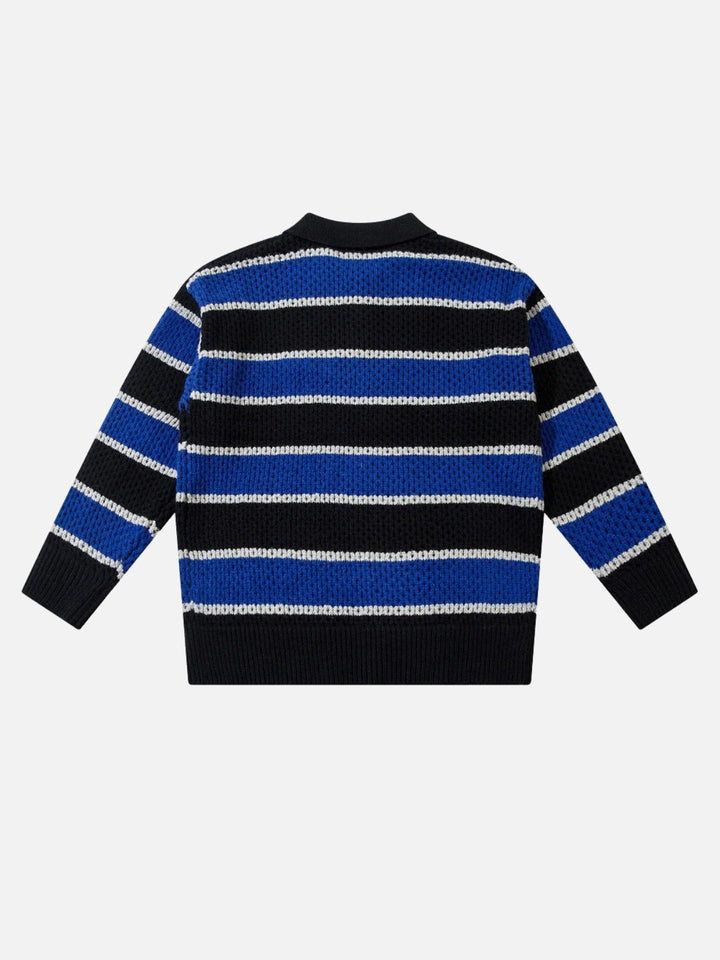 TALISHKO - Striped Polo Knitted Sweater - streetwear fashion - talishko.com