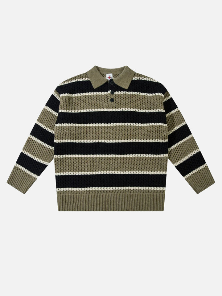 TALISHKO - Striped Polo Knitted Sweater - streetwear fashion - talishko.com