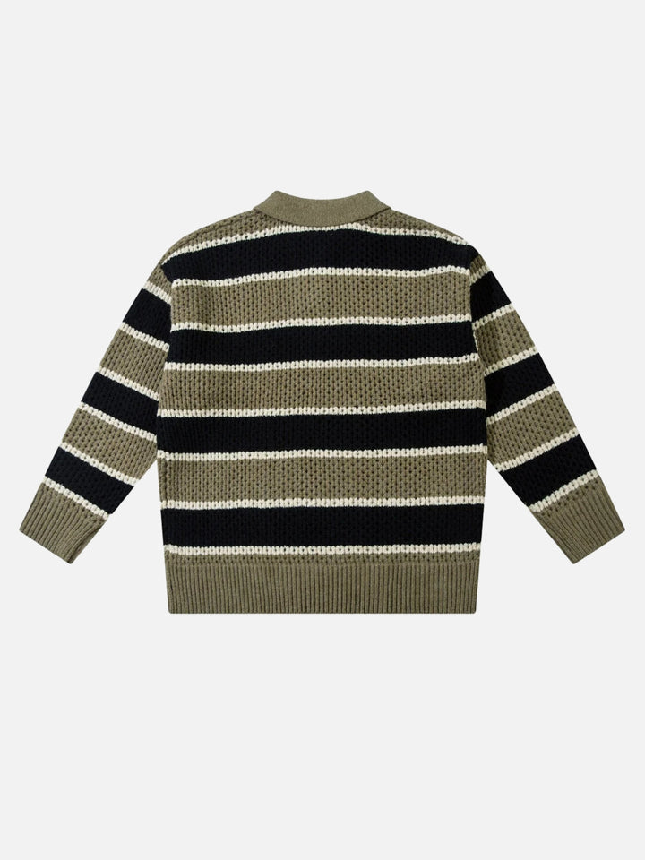 TALISHKO - Striped Polo Knitted Sweater - streetwear fashion - talishko.com