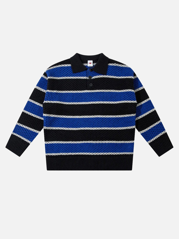 TALISHKO - Striped Polo Knitted Sweater - streetwear fashion - talishko.com