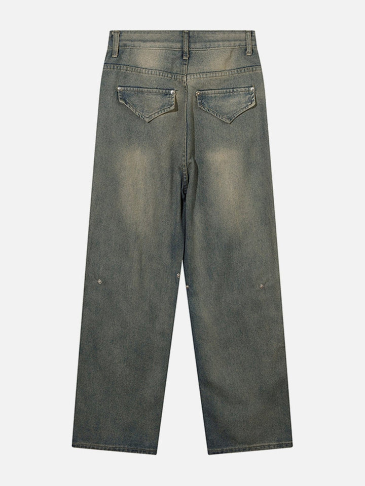 TALISHKO - Symmetrical Panel Button-Down Jeans - streetwear fashion - talishko.com