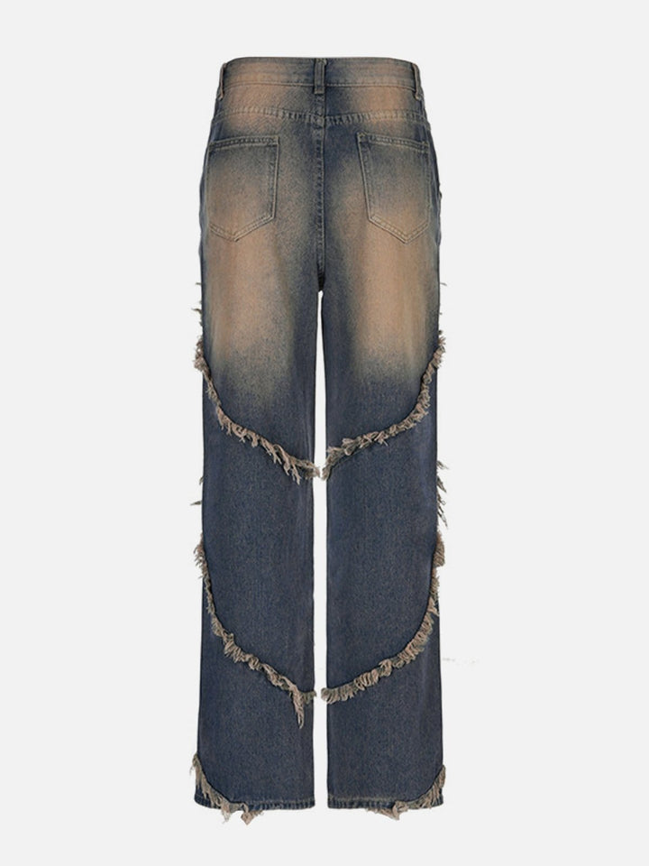 TALISHKO - Symmetrical Raw Edge Straight-Leg Jeans - streetwear fashion - talishko.com