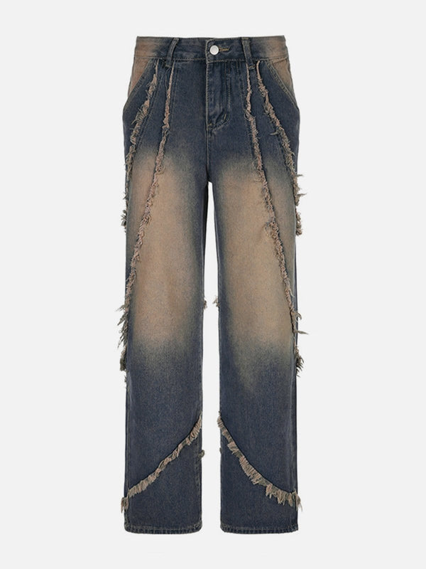 TALISHKO - Symmetrical Raw Edge Straight-Leg Jeans - streetwear fashion - talishko.com