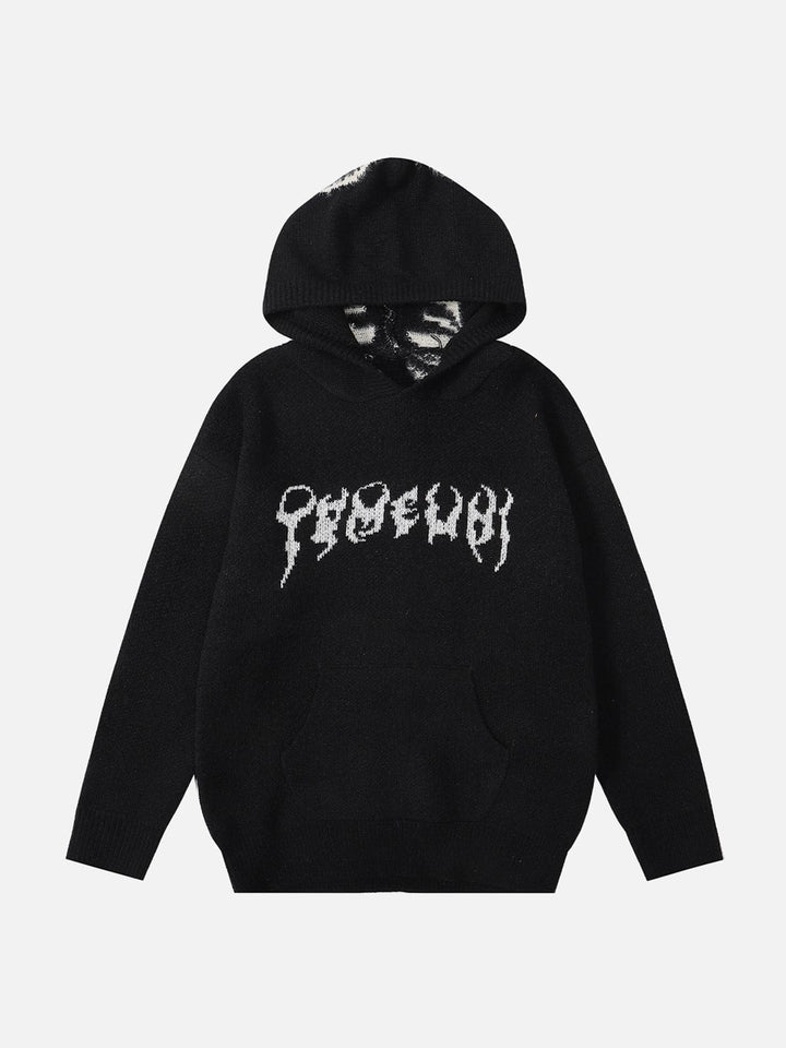 TALISHKO - Tailbone Pattern Jacquard Sweater Hoodie - streetwear fashion - talishko.com