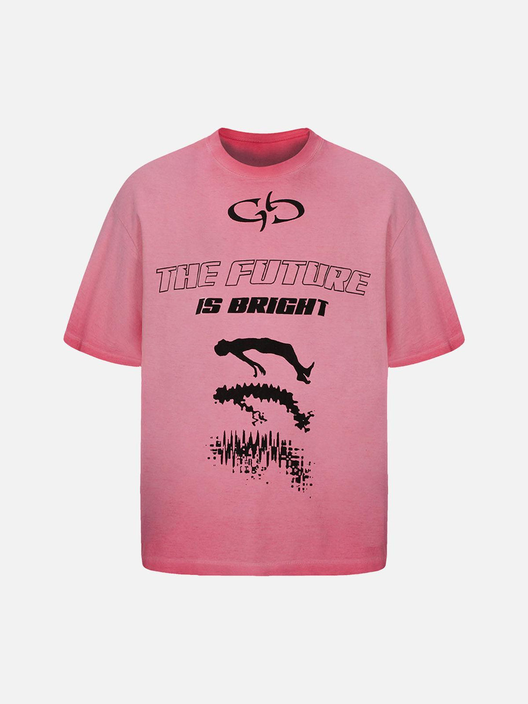 Rose graphic T-shirt with "The Future Is Bright" text by TALISHKO, front view.