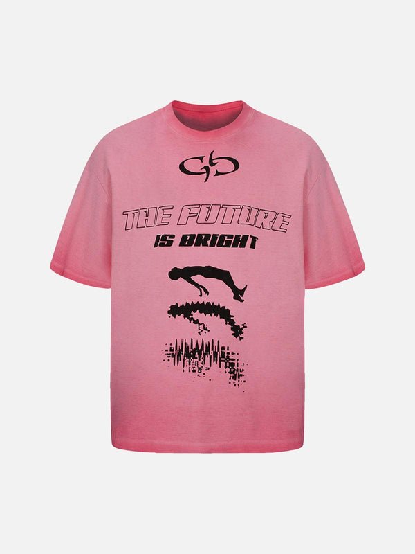 Rose graphic T-shirt with "The Future Is Bright" text by TALISHKO, front view.