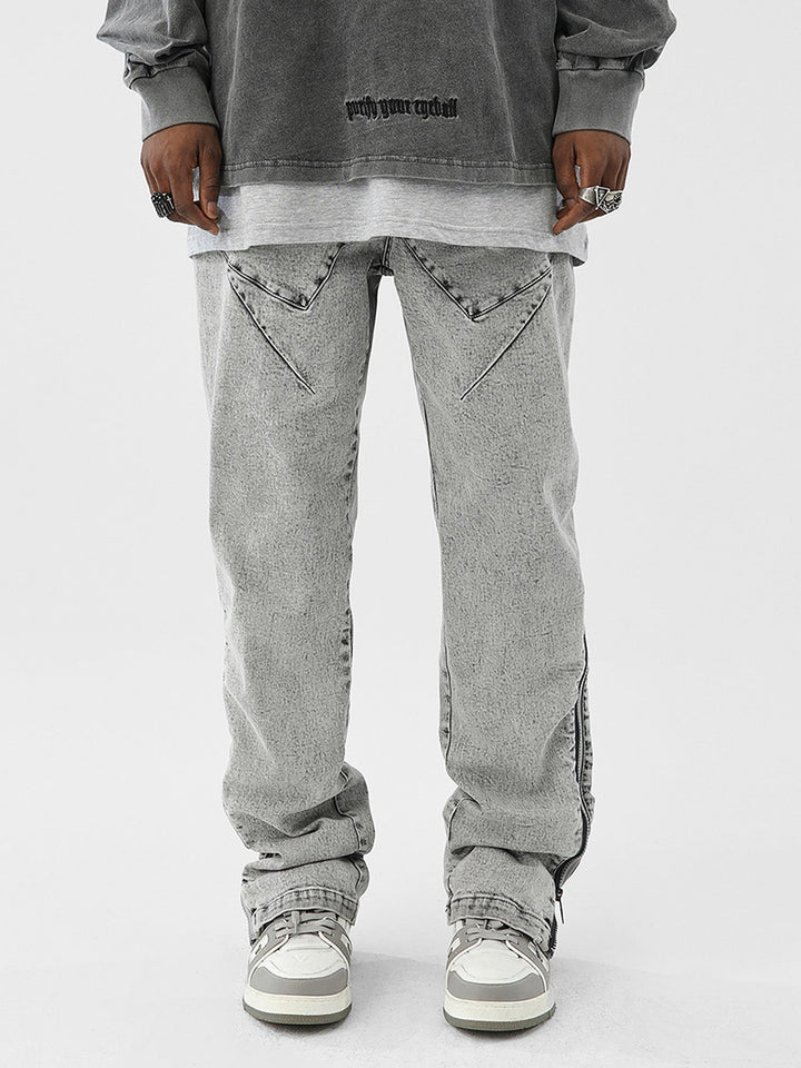 TALISHKO - Trendy Brand Slim Fit Zipper Slit High Street Printed Jeans, streetwear fashion, talishko.com