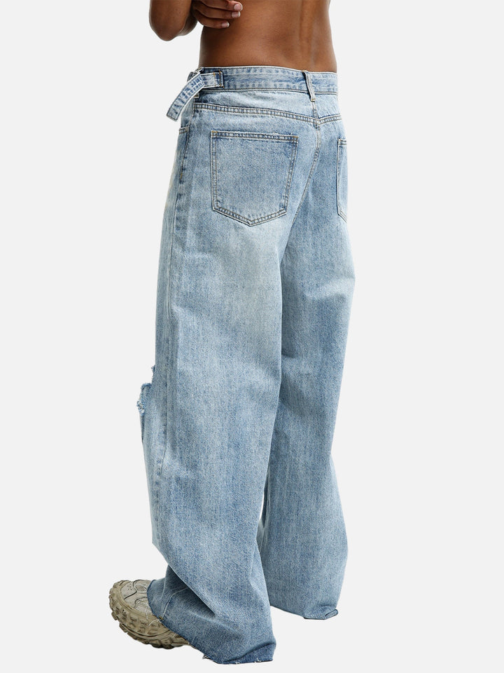 TALISHKO - Trendy Wide-leg Knee-high Ripped Jeans, streetwear fashion, talishko.com