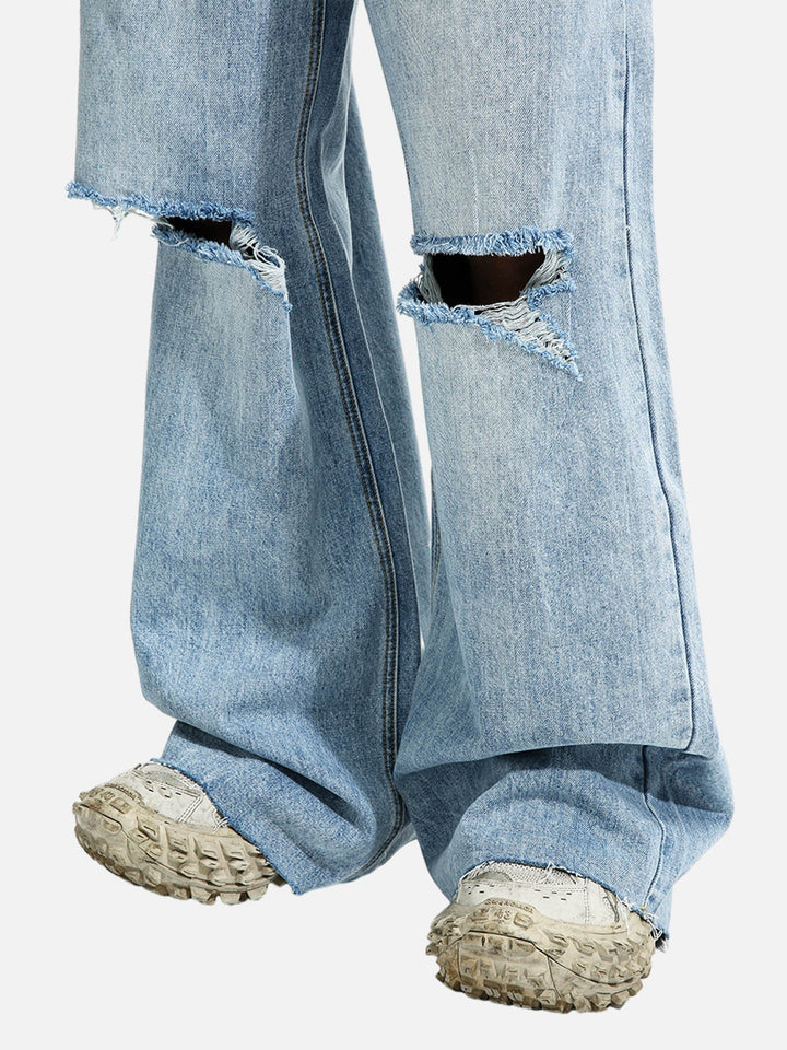 TALISHKO - Trendy Wide-leg Knee-high Ripped Jeans, streetwear fashion, talishko.com
