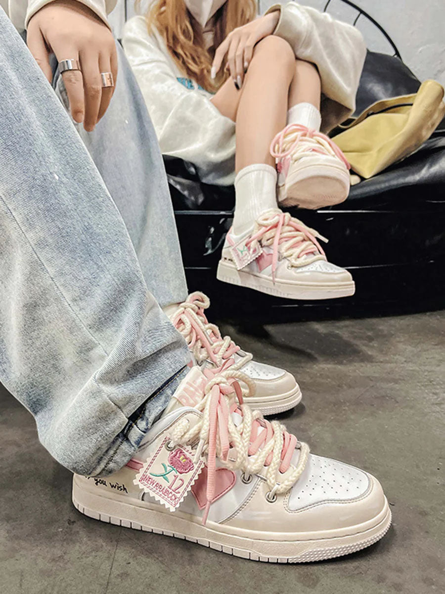 TALISHKO - Versatile Rose Stamp Print Board Casual Shoes - streetwear fashion - talishko.com