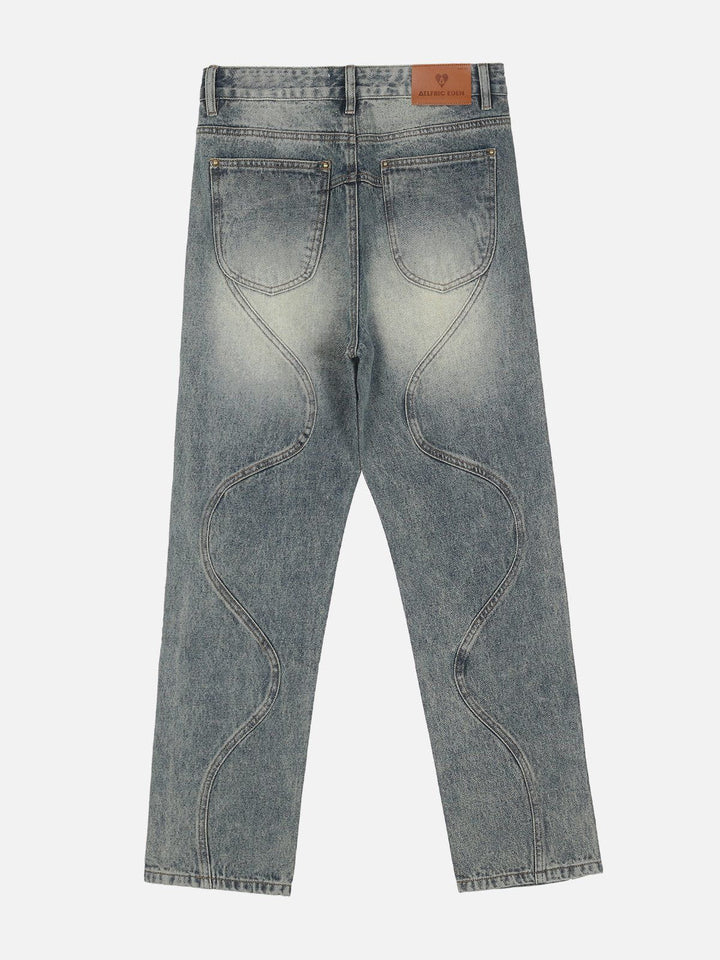 TALISHKO - Vintage Arc Patchwork Jeans, streetwear fashion, talishko.com