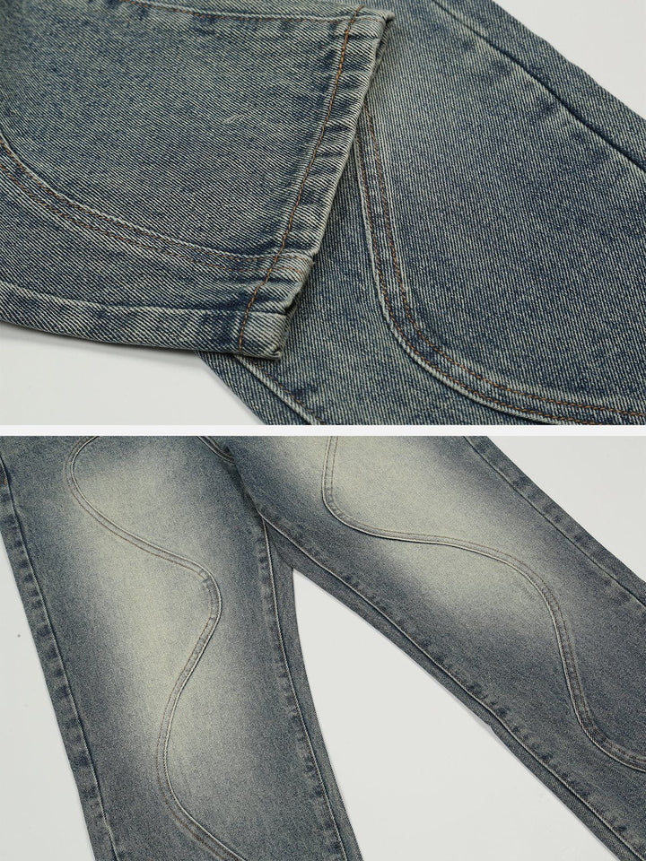 TALISHKO - Vintage Arc Patchwork Jeans, streetwear fashion, talishko.com