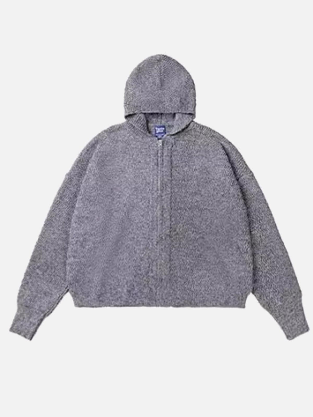 Front view of dark gray braided texture sweater by TALISHKO, ideal for urban style.