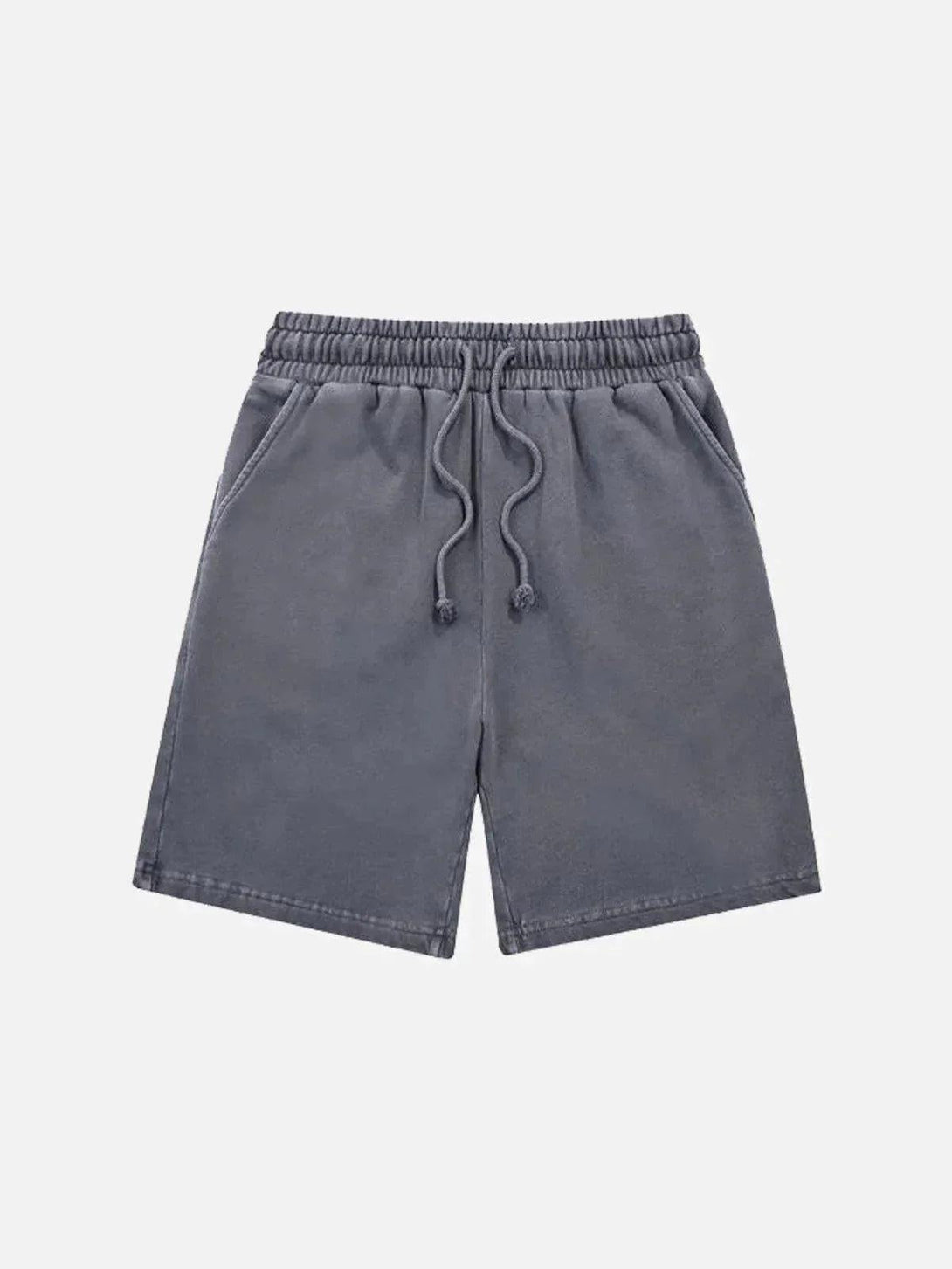Front view of TALISHKO vintage casual drawstring shorts in dark gray, perfect for warm days.