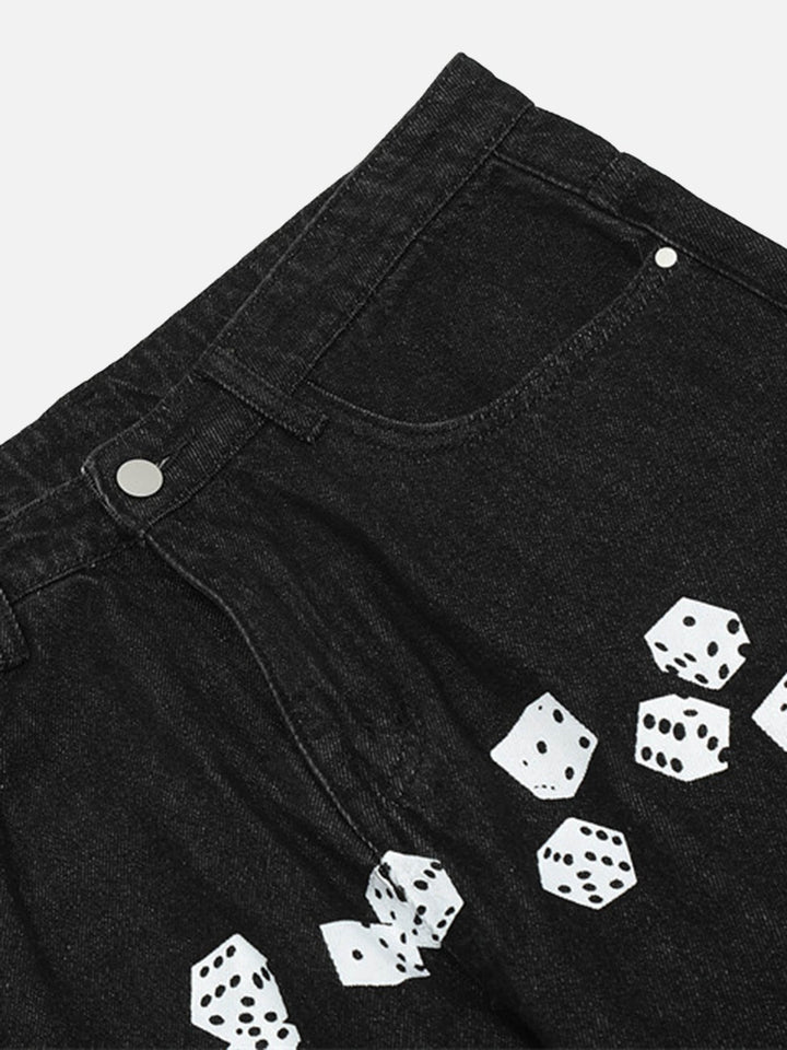 TALISHKO - Vintage Dice Print Jeans, streetwear fashion, talishko.com