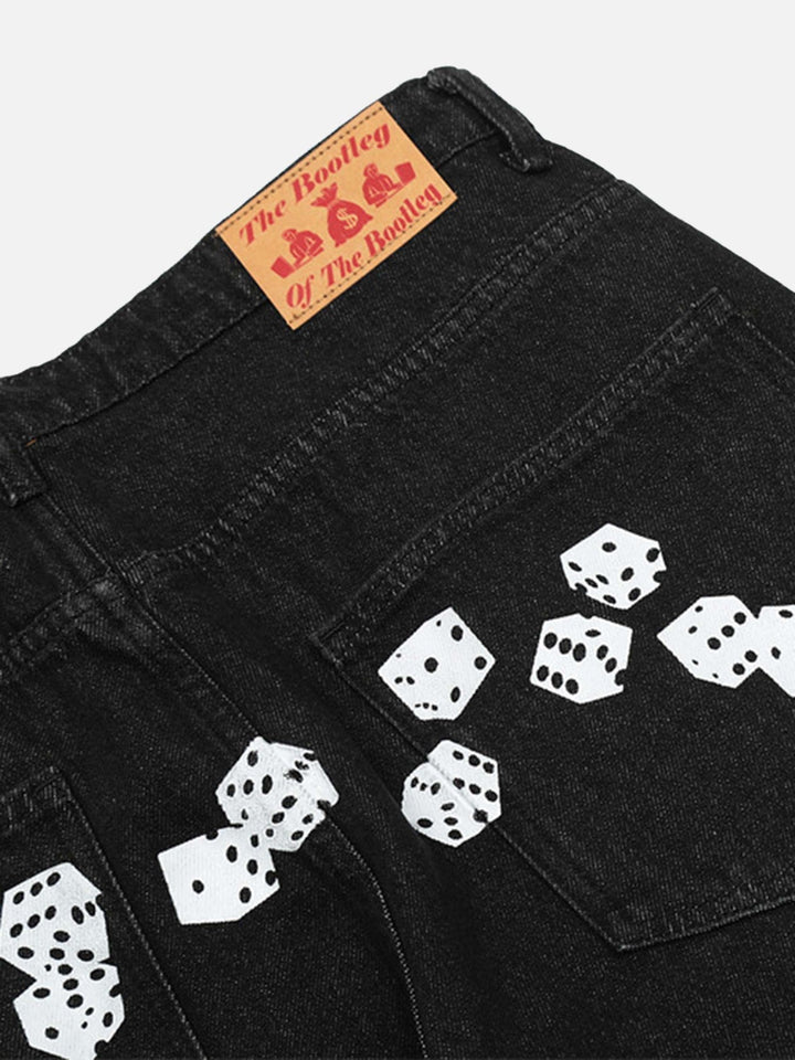 TALISHKO - Vintage Dice Print Jeans, streetwear fashion, talishko.com