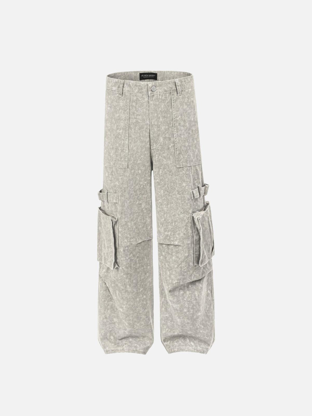 Front view of apricot cargo pants by TALISHKO, featuring large side pockets for a vintage street vibe.