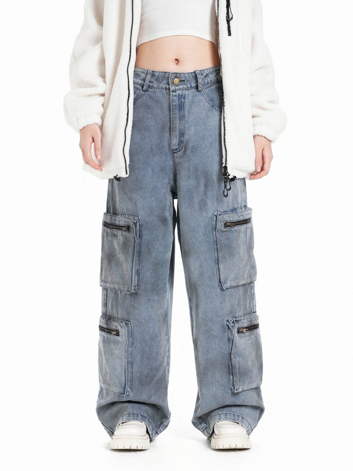 TALISHKO - Vintage Jet Color Multi-Pocket Workwear Jeans, streetwear fashion, talishko.com