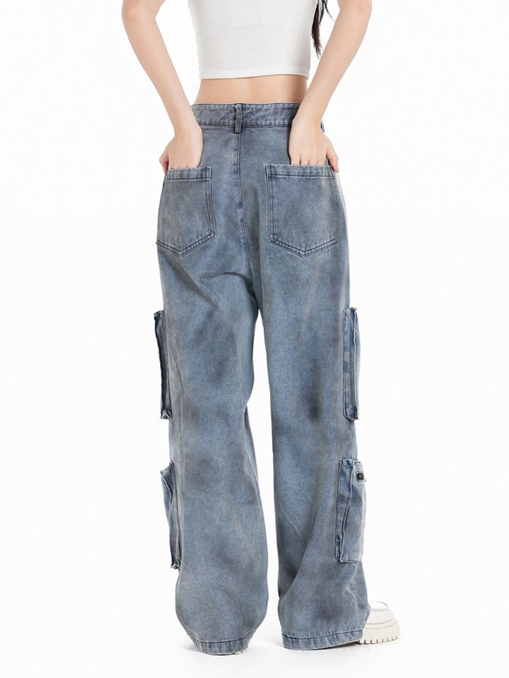 TALISHKO - Vintage Jet Color Multi-Pocket Workwear Jeans, streetwear fashion, talishko.com