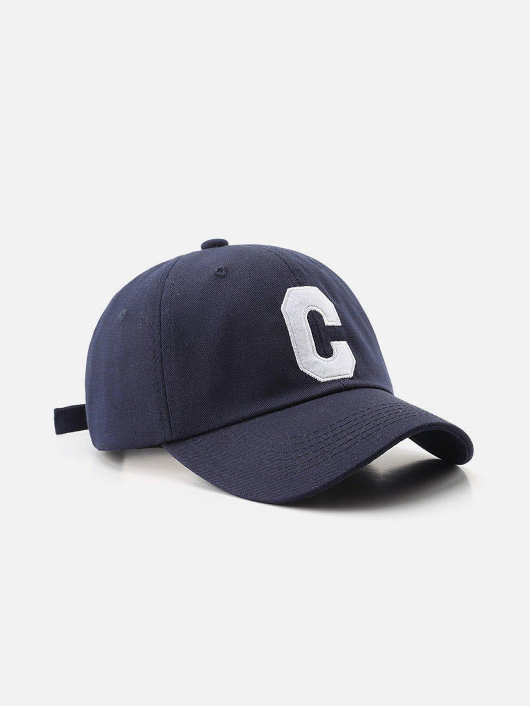 Navy baseball cap featuring a bold "C" by TALISHKO, ideal for adding a vintage touch.