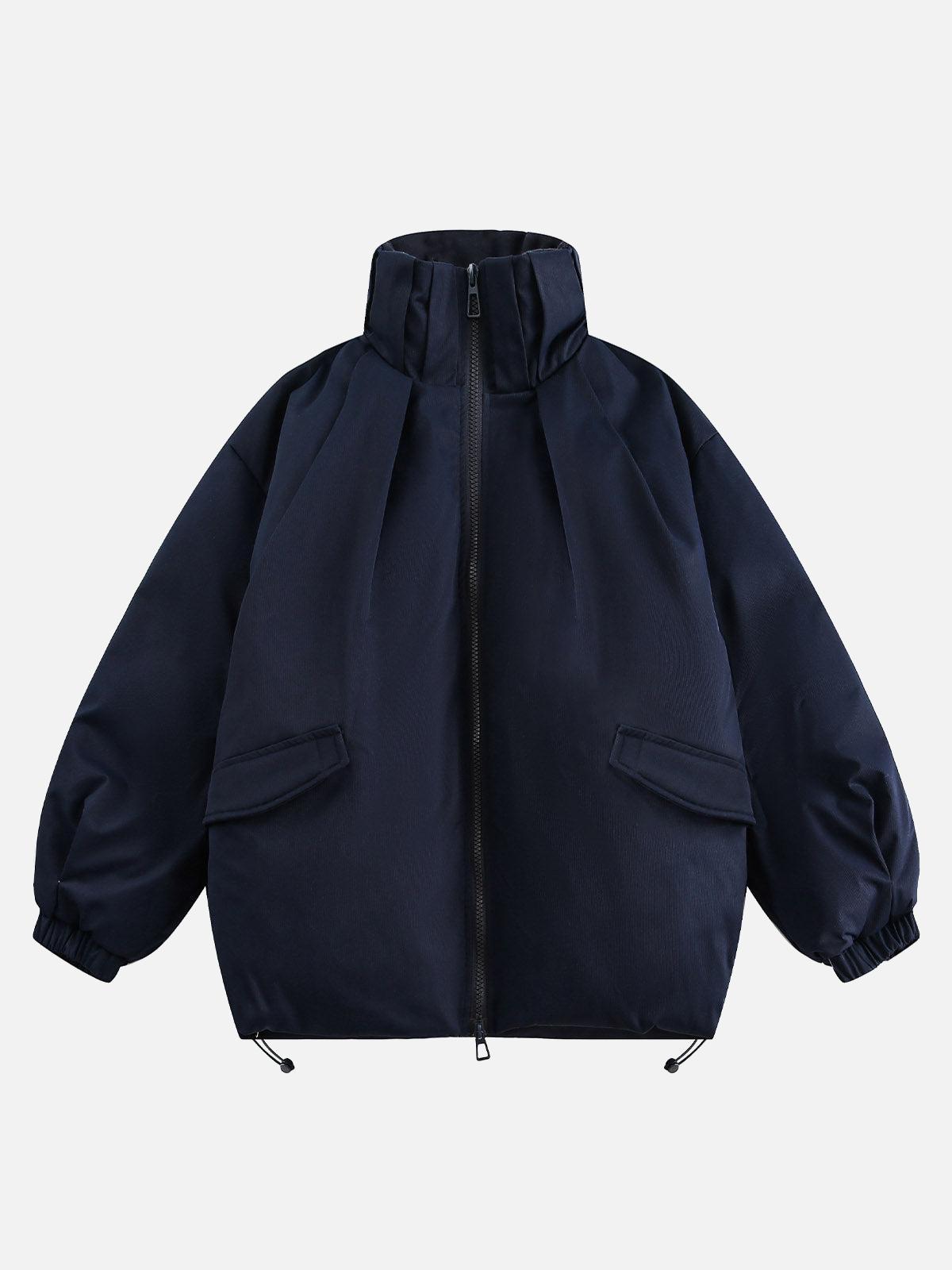 TALISHKO Vintage Oversized Pleated Stand Collar Jacket