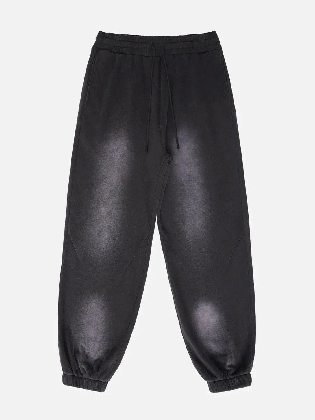 Front view of dark gray vintage smudged pants by TALISHKO, showcasing casual urban style.