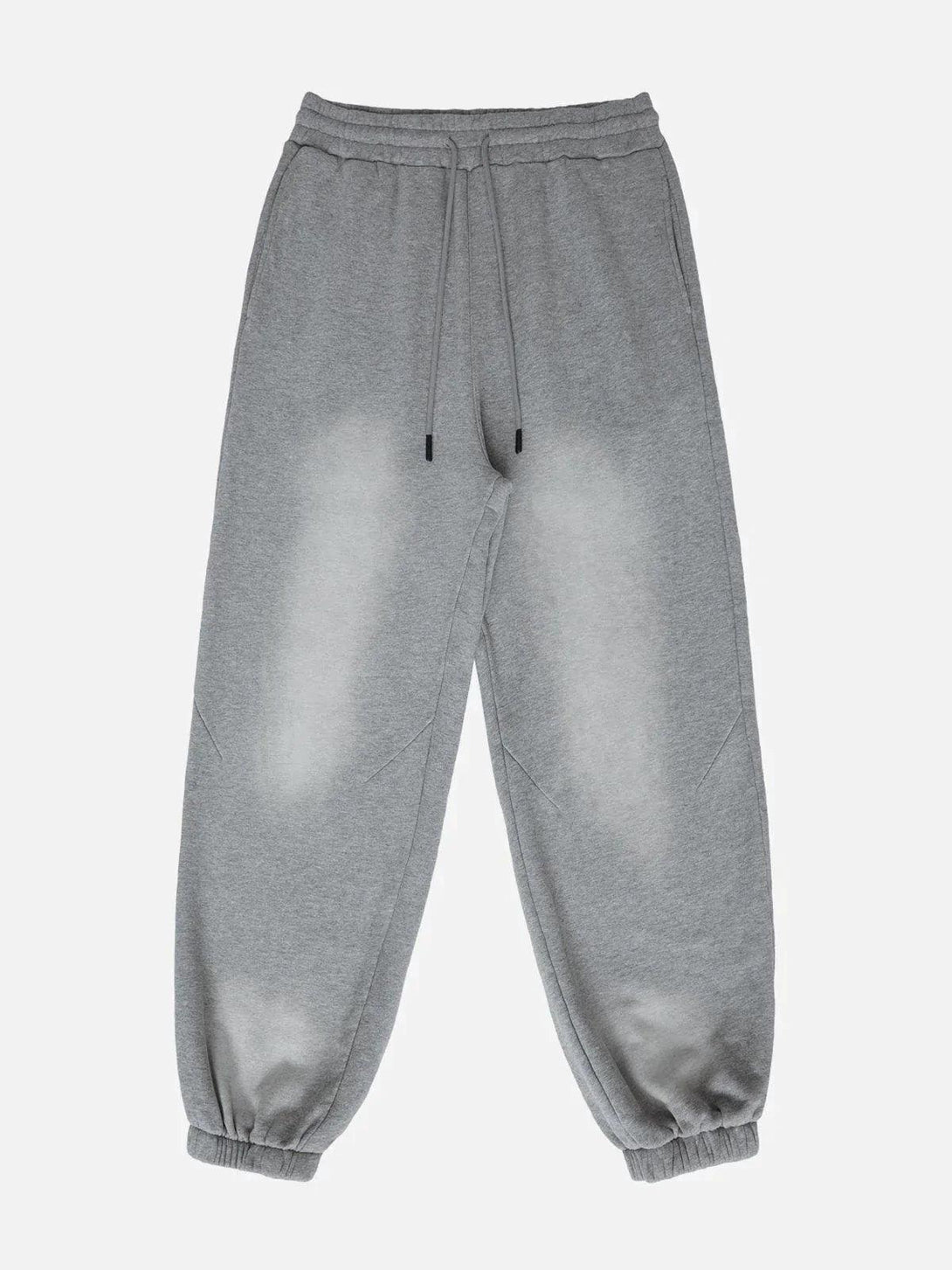 Front view of gray vintage smudged feet pants by TALISHKO, perfect for casual street style.