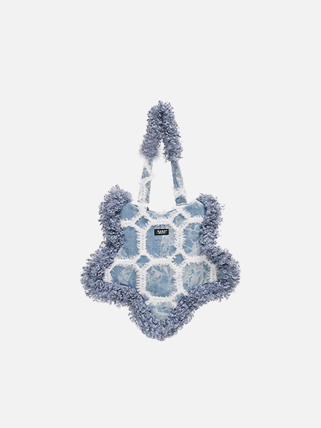 A unique blue shoulder bag by TALISHKO with a textured star-shaped design for urban style.