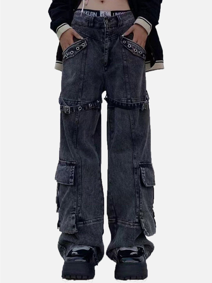 TALISHKO - Vintage Washed Denim Cargo Jeans, streetwear fashion, talishko.com