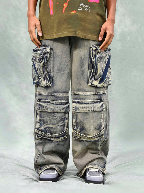 TALISHKO - Vintage Washed Multifunctional Denim Overalls, streetwear fashion, talishko.com