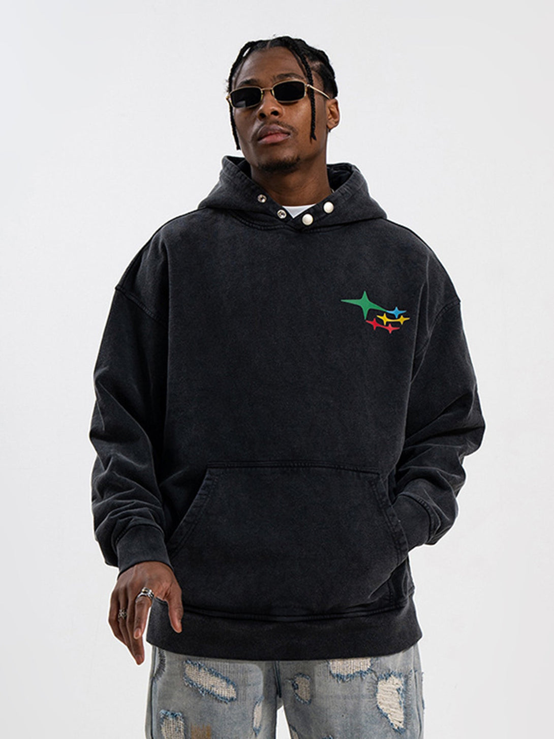 TALISHKO - Vintage Washed Print Hoodie-streetwear fashion, outfit ideas - talishko.com