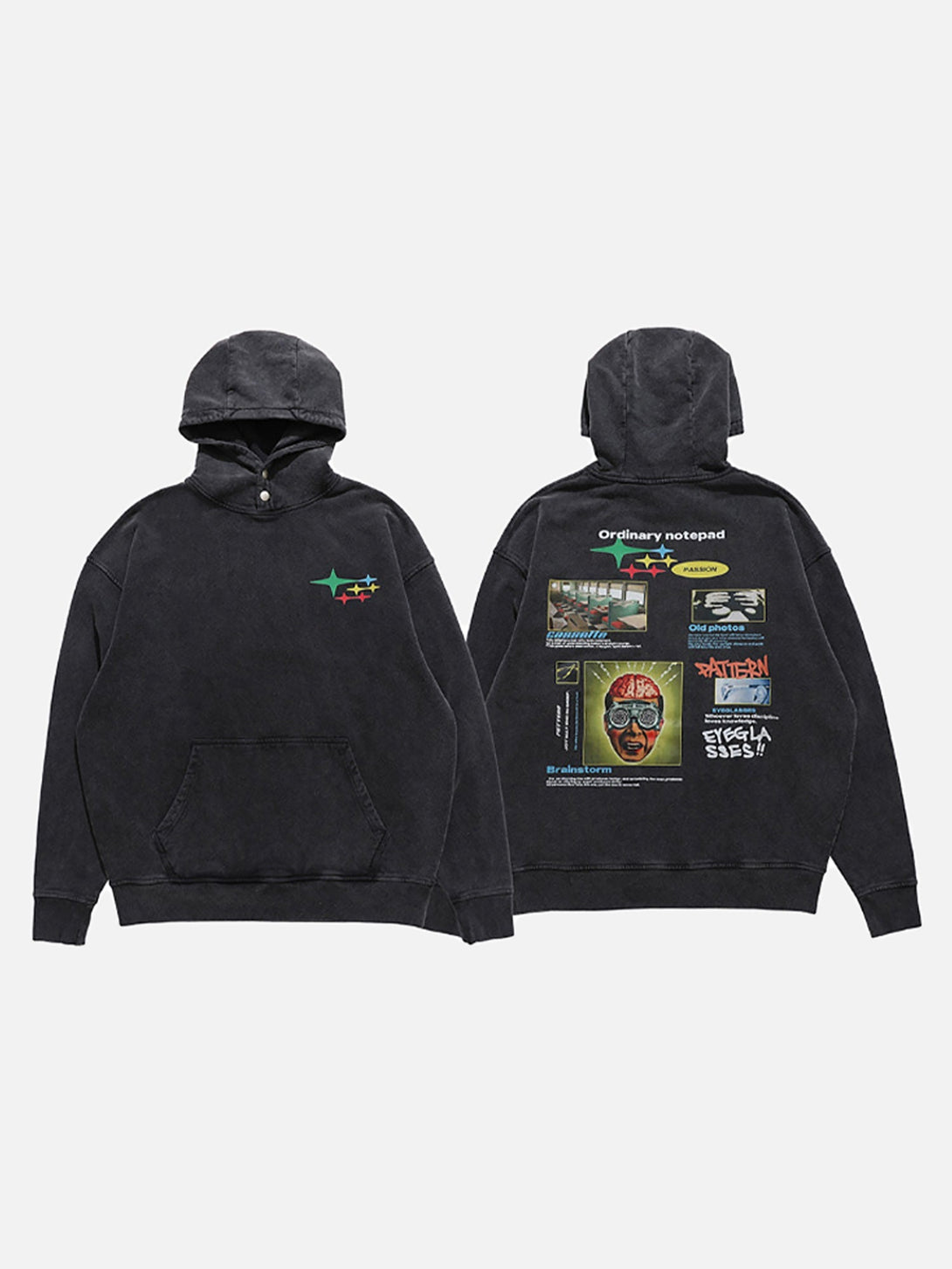 TALISHKO - Vintage Washed Print Hoodie-streetwear fashion, outfit ideas - talishko.com