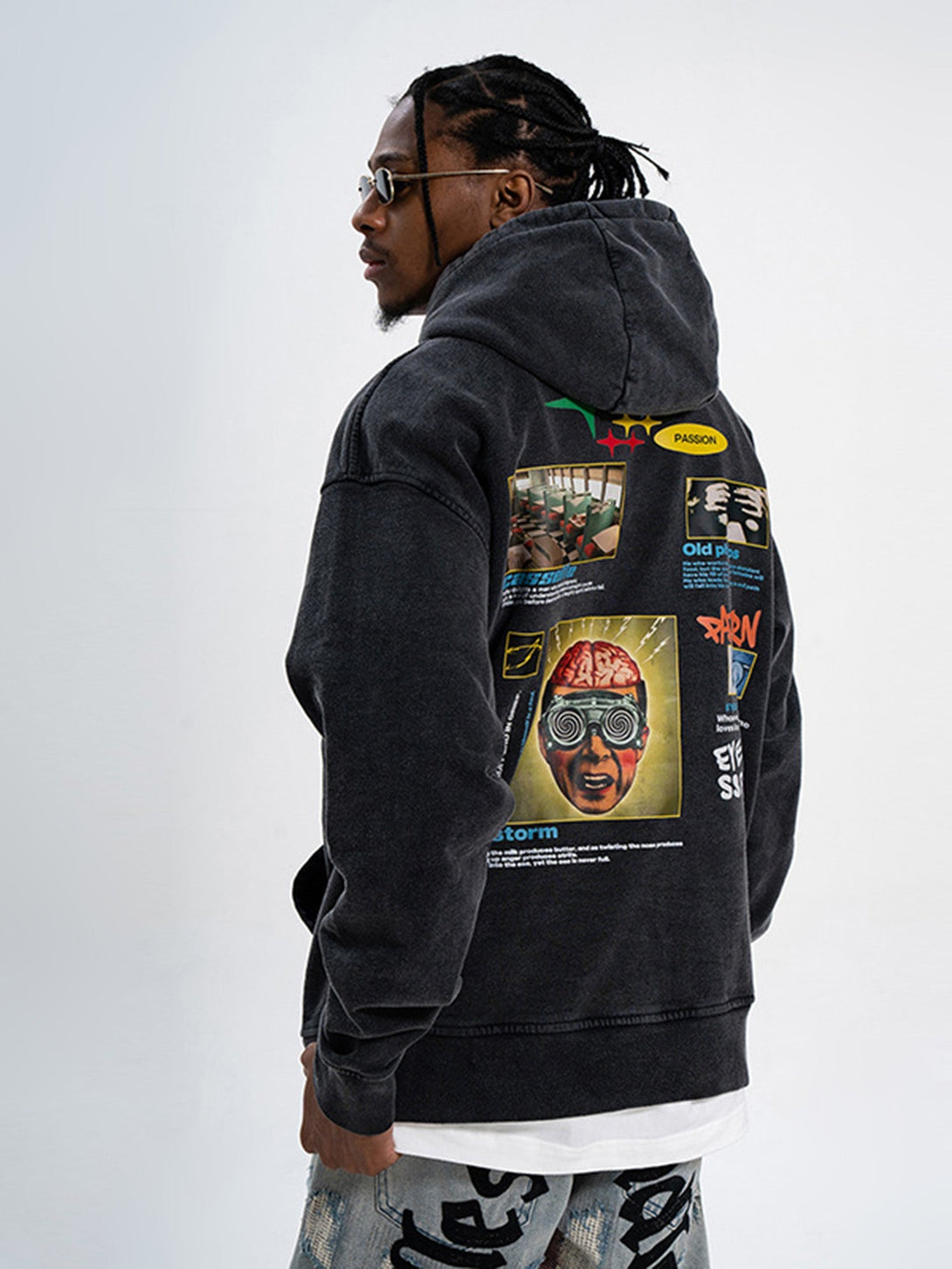 TALISHKO - Vintage Washed Print Hoodie-streetwear fashion, outfit ideas - talishko.com