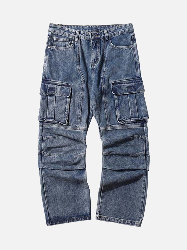 TALISHKO - Washed And Distressed Multi-pocket Jeans, streetwear fashion, talishko.com